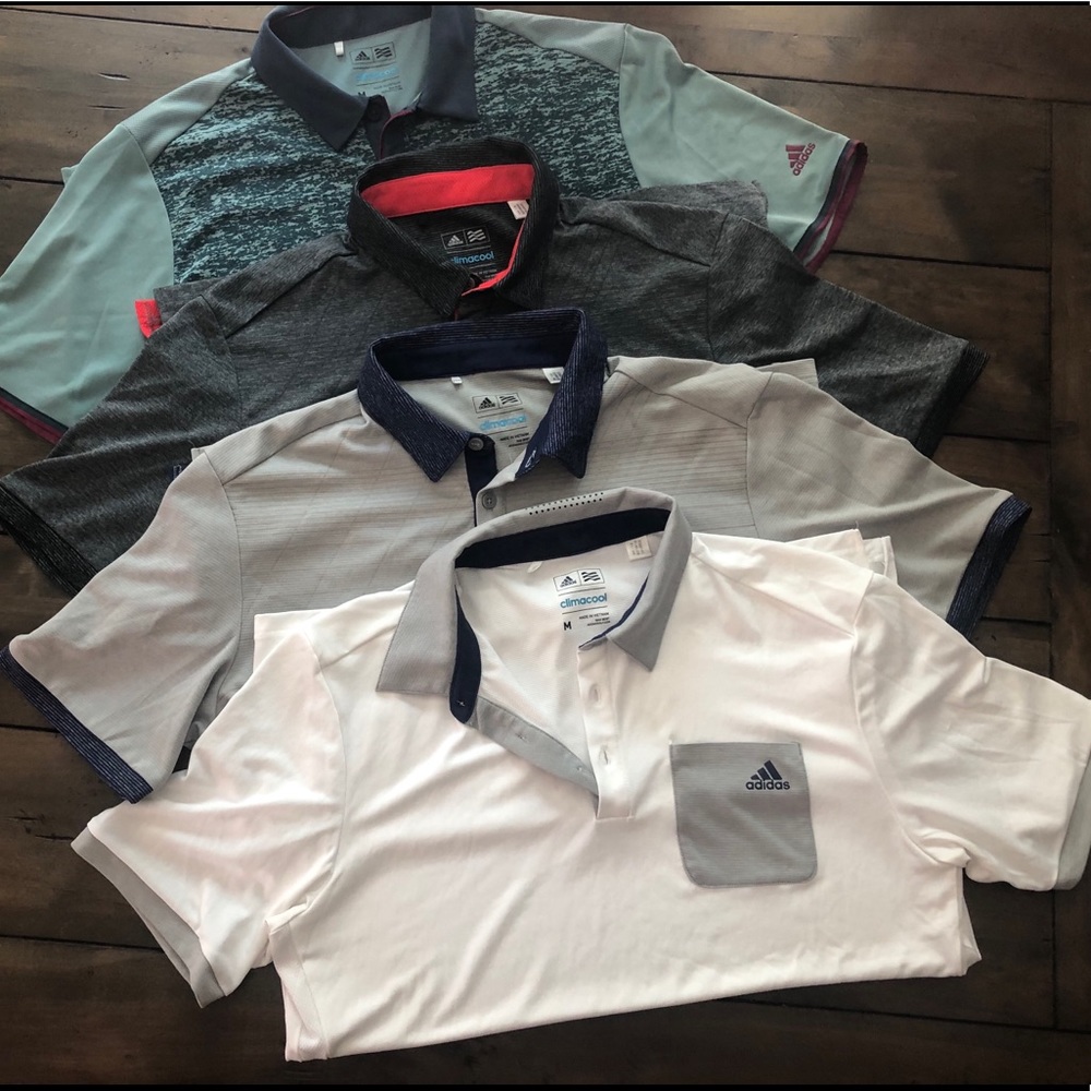 Men’s Adidas climacool polo shirts lot of 4 medium
